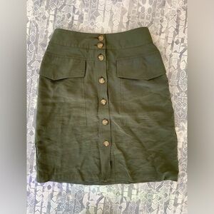Army Green Button Down Skirt